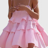 Vianey Vestido Mini de Algodón y Lino Sin Espalda