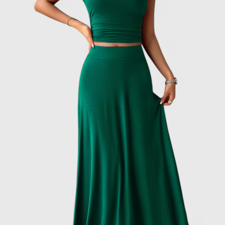 Anastasia Top Corto Fruncido & Falda Fluida a Juego