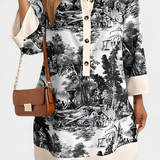 Wilma Vestido Camisero Estampado Paisaje