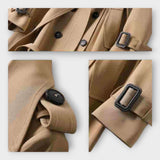Estilo Clásico Trench Coat Largo Con Cinturón Atemporal