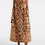 Tiana Vestido Midi Bustier Leopardo