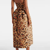 Tiana Vestido Midi Bustier Leopardo
