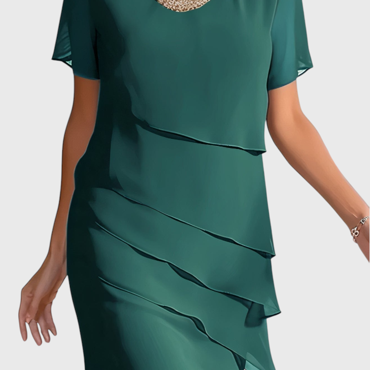 Mia Vestido de Gasa y Algodón con Flecos