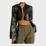 CueroAura Chaqueta De Cuero Corta - Versátil Y Práctica