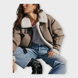 NovaLeather Chaqueta de Cuero con Forro Interior y Cinturon