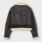 Nova Chaqueta De Cuero Corta Con Pelo Y Cinturón - Elegante