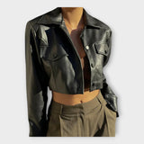 CueroAura Chaqueta De Cuero Corta - Versátil Y Práctica