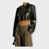 CueroAura Chaqueta De Cuero Corta - Versátil Y Práctica