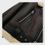 Nova Chaqueta De Cuero Corta Con Pelo Y Cinturón - Elegante