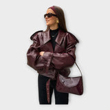 Nova Chaqueta de Cuero con Cinturón - Estilo Versátil