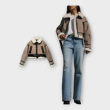 NovaLeather Chaqueta de Cuero con Forro Interior y Cinturon