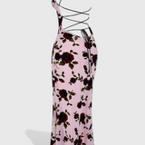 Irina Vestido Deslizante con Estampado Floral y Espalda Descubierta