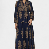 Yaiza Vestido Maxi con Aire Bohemio y Estampado Vintage