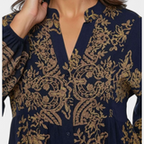 Yaiza Vestido Maxi con Aire Bohemio y Estampado Vintage