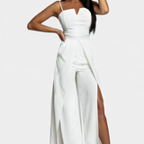 Prescillia Mono con Tirantes de Espagueti y Pierna con Abertura