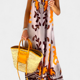 Vilma Vestido con Estampado Tropical y Espalda Descubierta