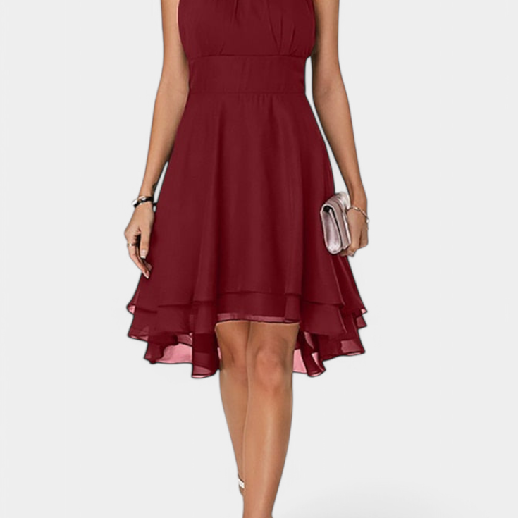 Anouk Vestido de Gasa con Volantes y Silueta Entallada