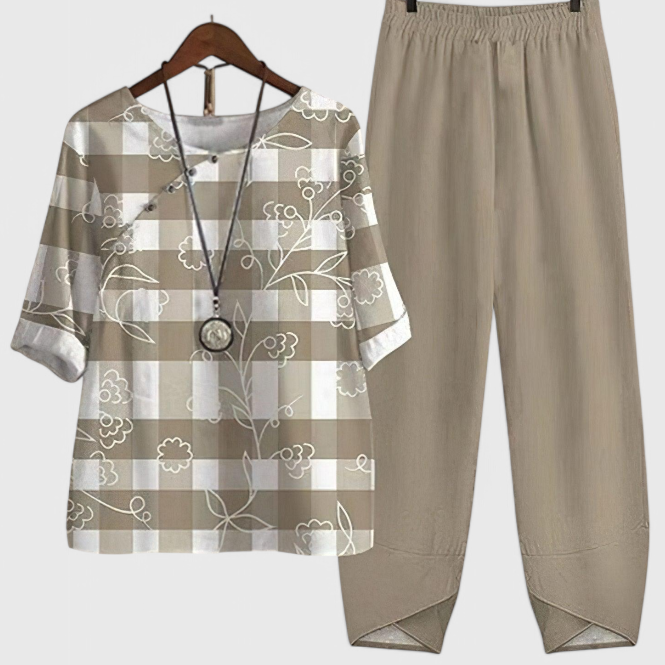 Ursula Conjunto Chic de Camisa y Pantalón con Estilo Relajado