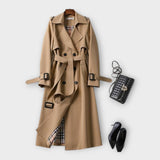 Estilo Clásico Trench Coat Largo Con Cinturón Atemporal