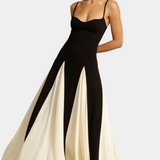 Catalina Vestido Maxi Bicolor de Tirantes Finos