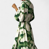 María Vestido Maxi de Manga Larga con Escote en V