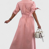 Adelina Vestido Midi de Denim con Botones y Escote en V