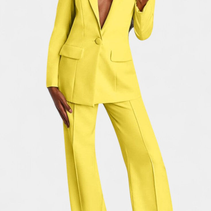 Marnie Conjunto de Blazer a Medida y Pantalones de Pierna Ancha