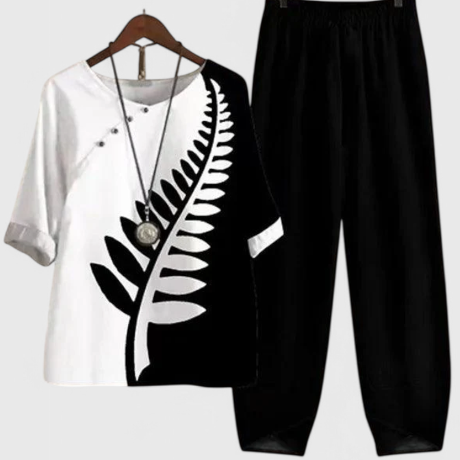 Ursula Conjunto Chic de Camisa y Pantalón con Estilo Relajado