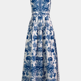 Shante Vestido A-Line Estampado Floral con Cuello Solapa