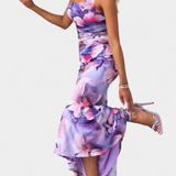 Abigail Vestido Largo de Floral con Una Sola Manga