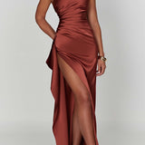 Emberly Vestido Maxi de Un Solo Hombro con Abertura Alta