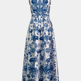 Shante Vestido A-Line Estampado Floral con Cuello Solapa