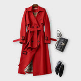 Estilo Clásico Trench Coat Largo Con Cinturón Atemporal