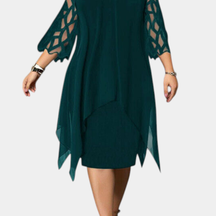 Yana Vestido Talla Grande con Mangas de Encaje