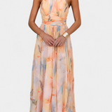 Alaia Vestido con Estampado Aquarelle y Cuello Halter