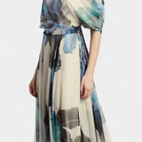 Sanaa Vestido Asimétrico de Un Hombro con Estampado Floral Abstracto