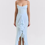 Roxanne Vestido de tirantes sin mangas con volantes