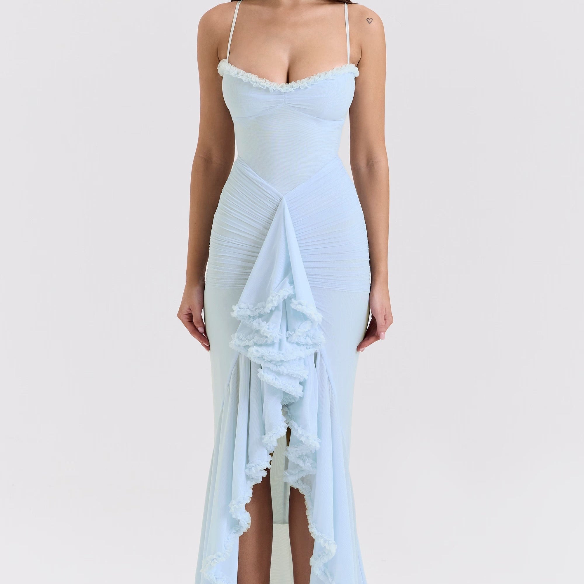 Roxanne Vestido de tirantes sin mangas con volantes