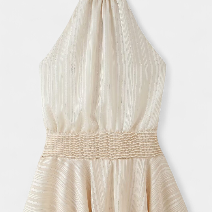 Azucena Vestido Mini con Espalda Abierta y Cintura Plisada