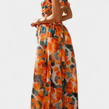 Zuleika Vestido de Chifón con Volantes y Aberturas Laterales