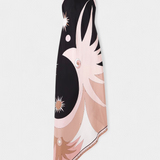 Rosenda Vestido con Espalda Abierta y Estampado Abstracto