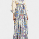 Novia Vestido Largo con Escote en V y Estampado Paisley Elegante