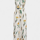 Slara Mono Largo de Vacaciones con Escote en V y Cinturón Ajustable