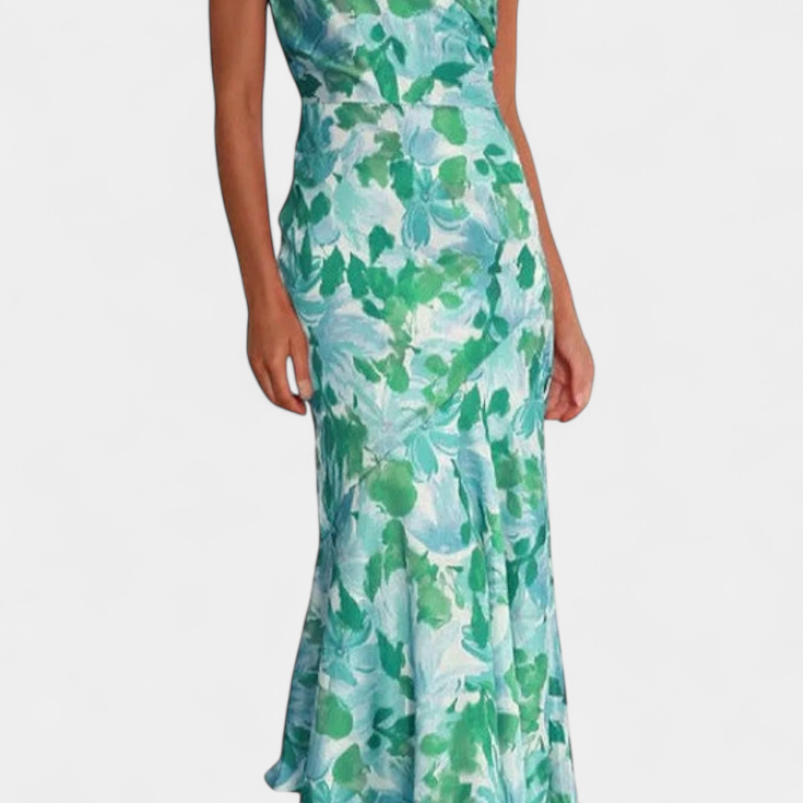 Reya Vestido Asimétrico de Un Hombro con Estampado Floral