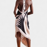 Rosenda Vestido con Espalda Abierta y Estampado Abstracto