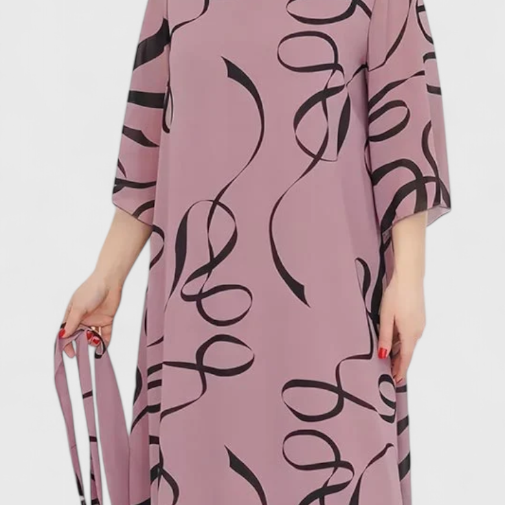 Amelie Vestido Midi Estampado con Cinturón y Corte Versátil