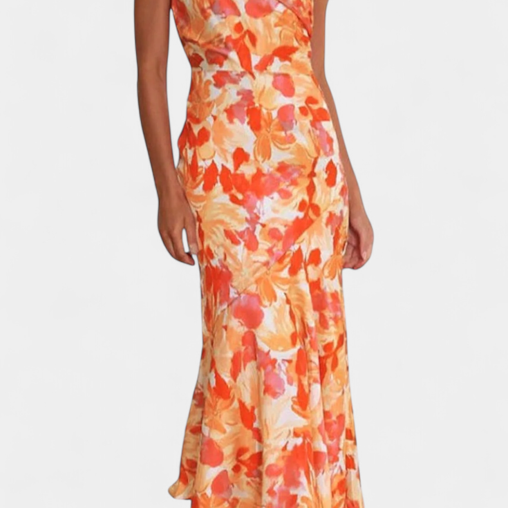 Reya Vestido Asimétrico de Un Hombro con Estampado Floral