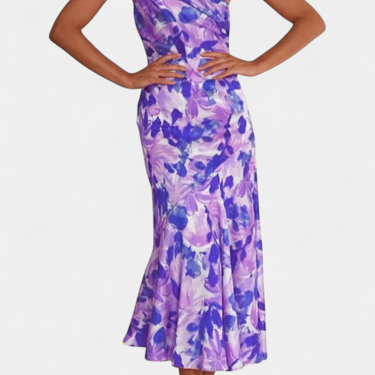 Reya Vestido Asimétrico de Un Hombro con Estampado Floral