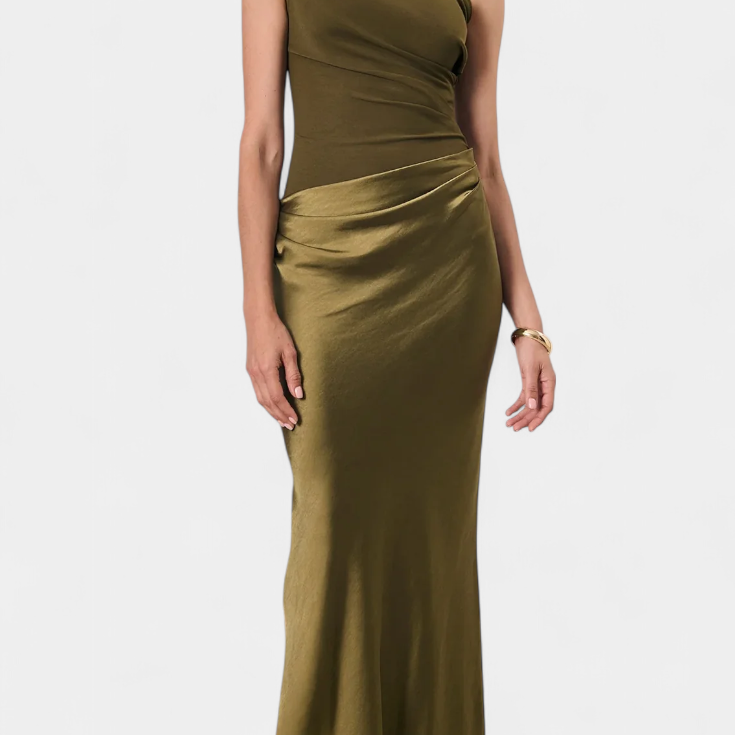 Ottavia Vestido Largo de Fiesta Plisado con Escote de Un Solo Hombro