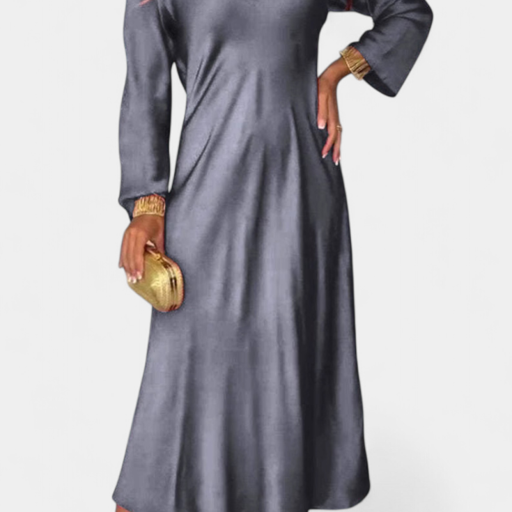 Riva Vestido Fluido con Escote en V y Mangas Largas